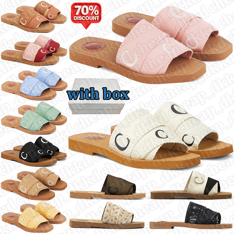 free shipping designer slippers women stylish slides flat sandals outdoor beach slipper trendy summer mules comfortable shoes beige brown with box