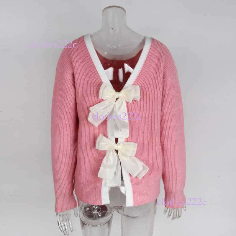 European And American Autumn Winter New For Women Fashion Back Bow Decoration Round Neck Pullover Knitted Sweater Luanyun