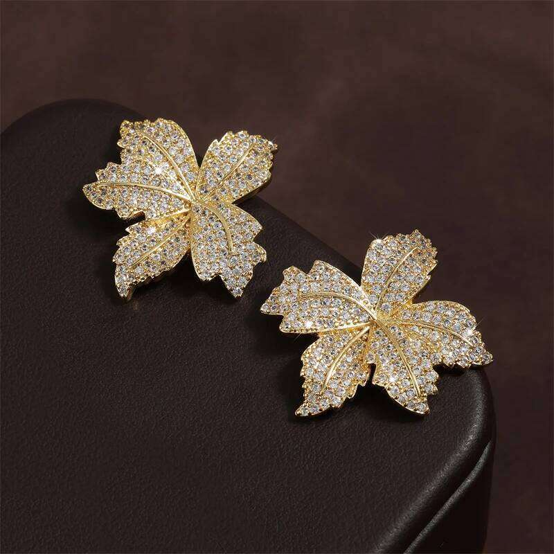 ZAKOL New Sparkling Micropaved Zirconia Leaf Flower Earrings Elegant Luxury Glamor Wedding Party Jewelry For Women