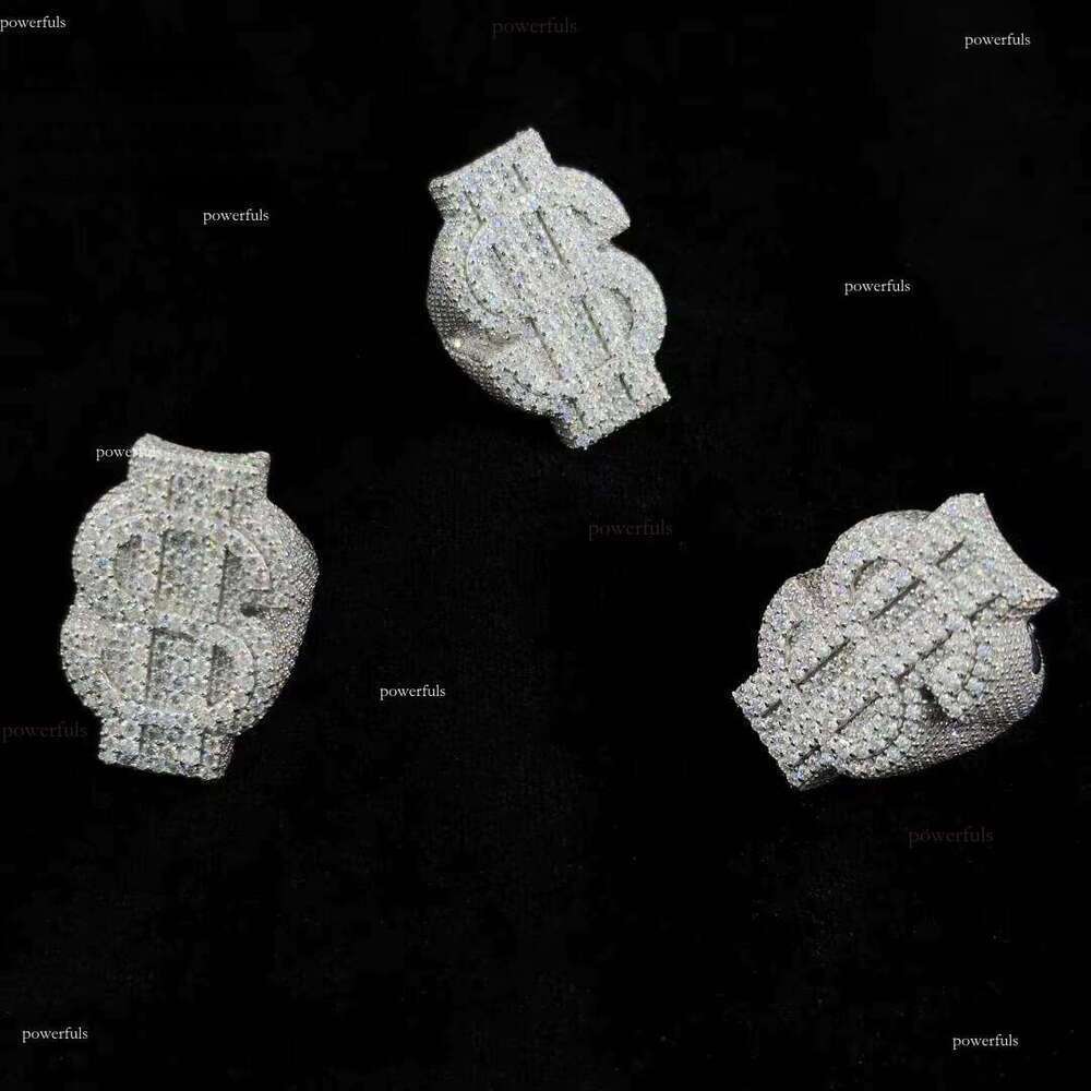 14k White Gold with 8mm Silicon Stone and Side Lab-Grown Diamond Ice Out Ring