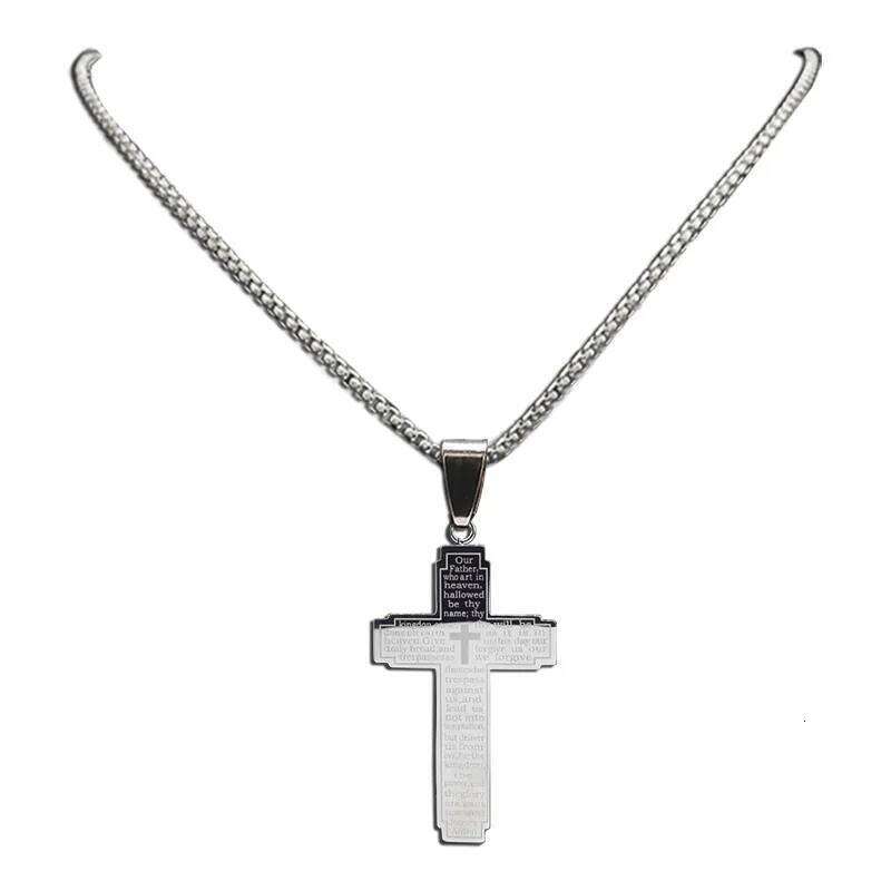 ZAKOL Trendy Cross Crucifix Bible Stainless Steel Necklaces For Women Men Gold & Silver Color Metal Clavicle Chain Jewelry