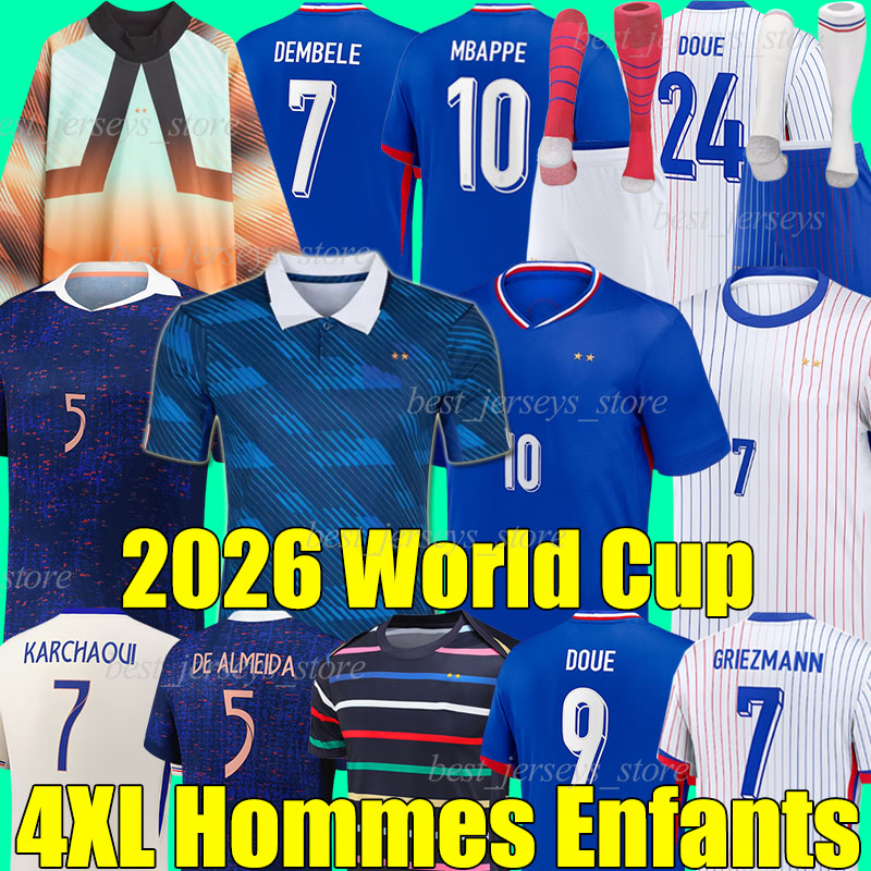 4XL 2026 french club MBAPPE DEMBELE soccer jerseys 26/27 GRIEZMANN GIROUD KOLO MUANI BARCOLA OLISE THURAM DOUE RABIOT Men kids kits socks sets Maillots football shirt