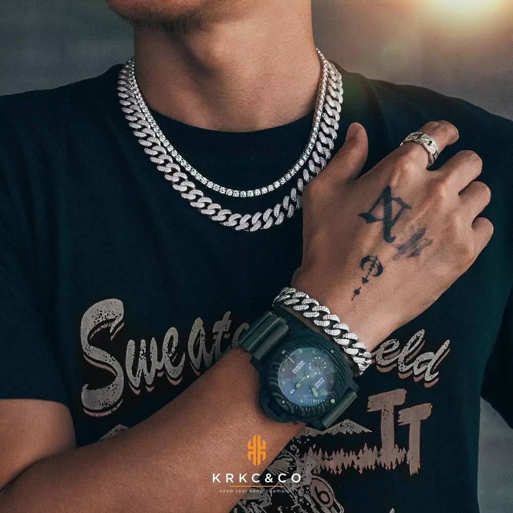 Moissanite Necklace 6MM 8MM 10mm 12mm 15mm Hip Hop Jewelry 925 Sterling Silver Bracelet Men Women VVS Iced Out Cuban Link Chain