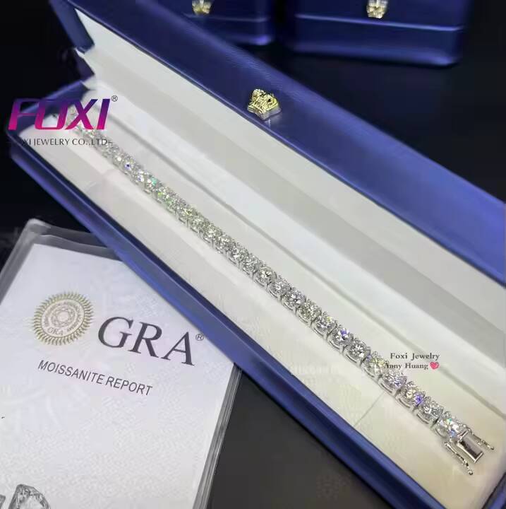 Hip Hop Jewelry Bling Iced Out VVS Moissanite 4mm Tennis Bracelet Best Selling 925 Silver Moissanite Tennis Link Bracelet Women