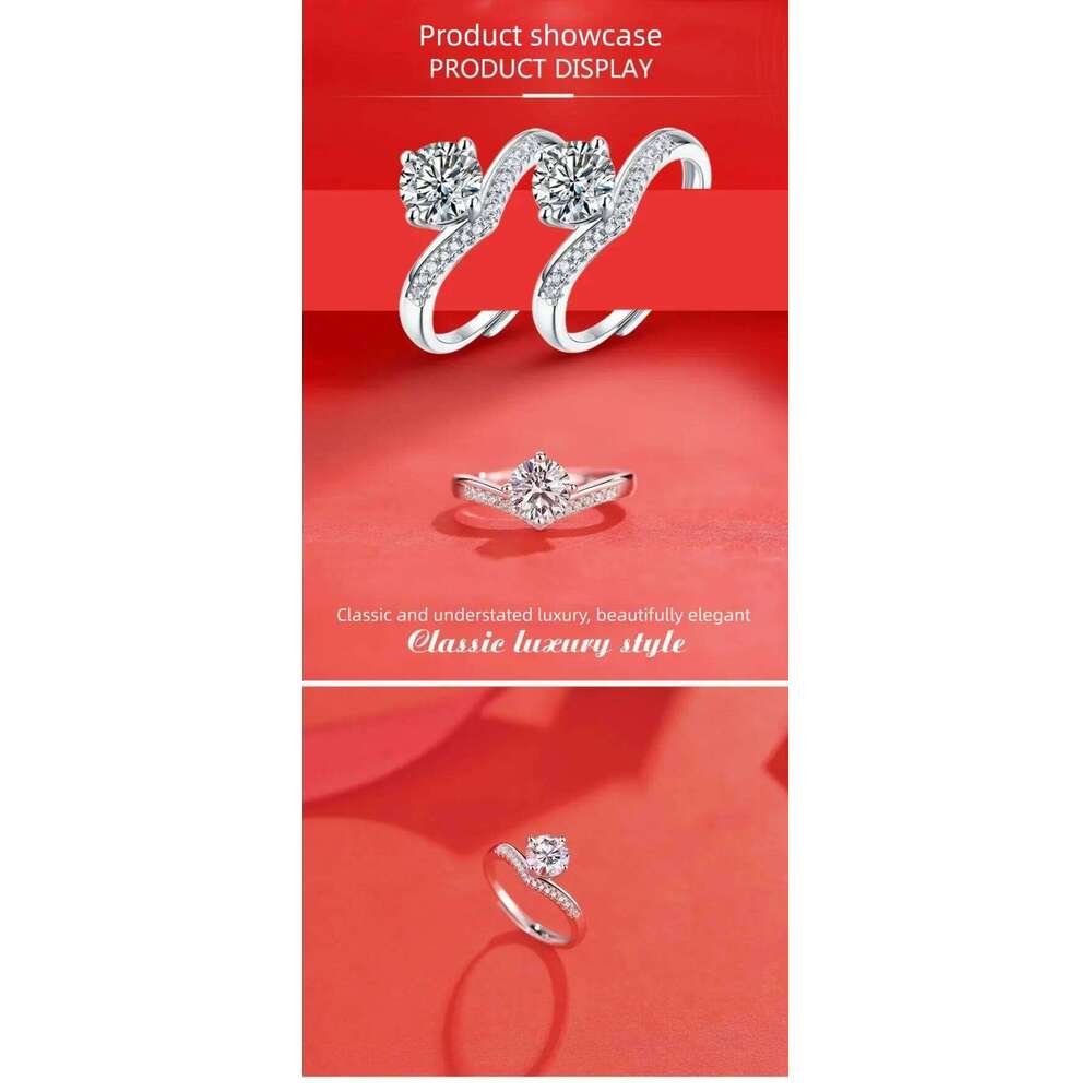 0.5-3ct D Color Moissanite Engagement Ring for Women 925 Sterling Silver Gold Plated Solitaire Rings Wholesale 05c