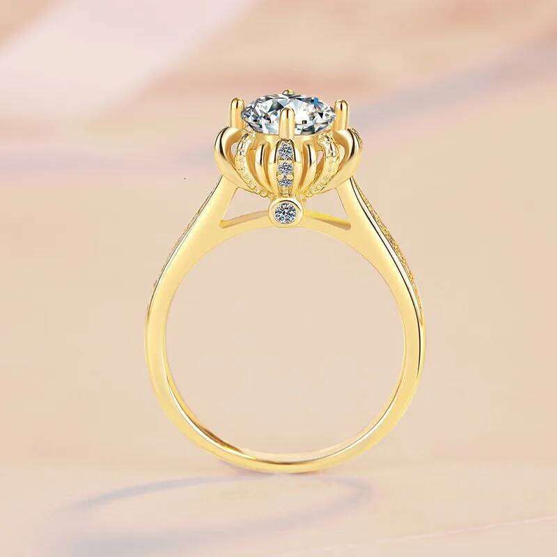 1ct D Color Moissanite Engagement Ring for Women 925 Sterling Silver Gold Plated Solitaire Rings Wholesale 8d8