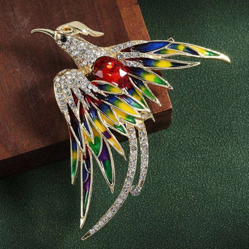 Multicolor Crystal Phoenix Brooch Pin For Women Men Enamel Flying Beauty Bird Party Office Accessories Gifts