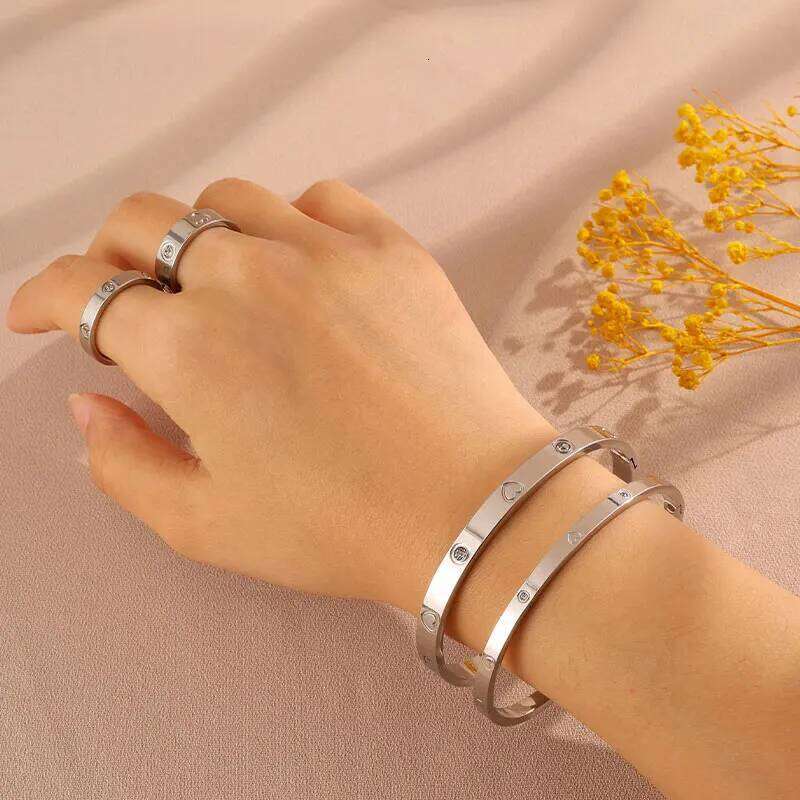 ZAKOL 4Pcs Retro Classic Stainless Steel Ring Bracelet Set for Women Men Couple Birthday Christmas Jewelry Hand Decoration Gift