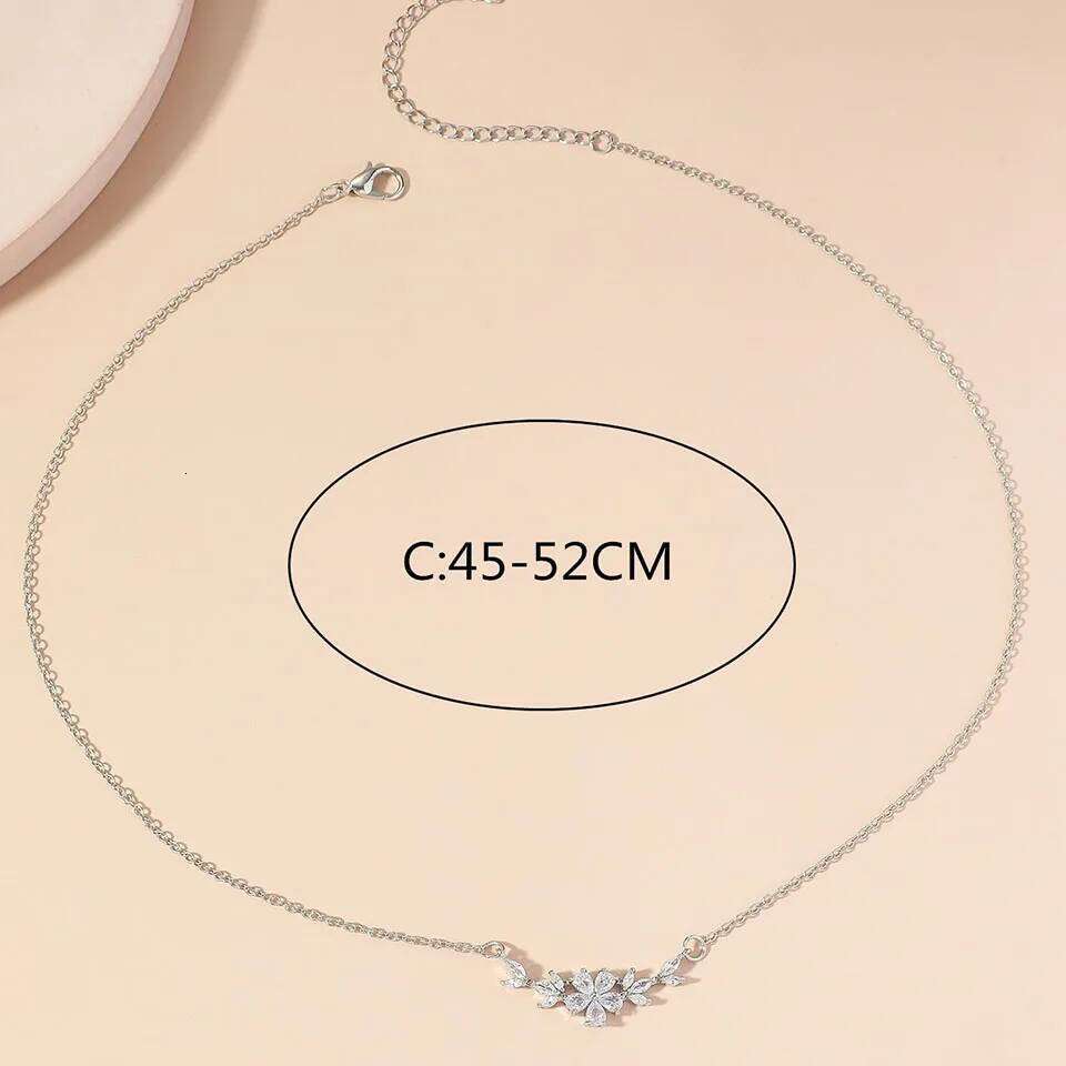 ZAKOL AAA Cubic Zirconia Flower Pendant Necklace for Women Fashion Gold Color Charm Choker Bridal Wedding Party Jewelry