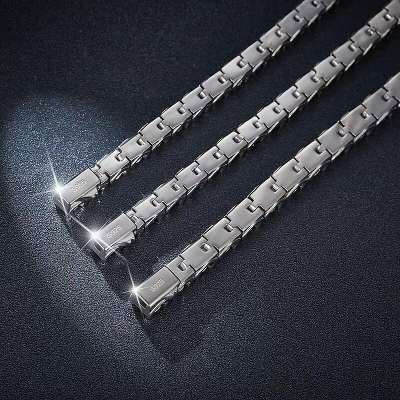 Trendy 925 Sterling Silver Round Brilliant Cut 5mm D Color VVS1 Moissanite Tennis Chain Bracelet Fine Jewelry for Women