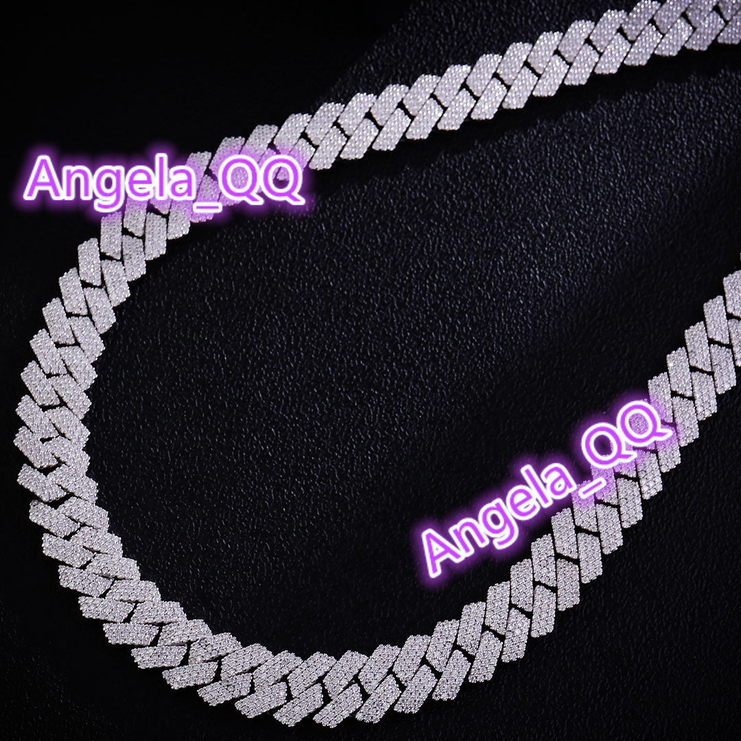 New Hot Sale Products 15MM 7-24inches Full Diamond Setting 925 Sterling Silver Moissanite Cuban Chain Necklace Bracelet