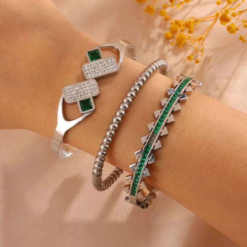 ZAKOL 3-Piece Set Luxury Zircon Adjustable And Stackable Bracelet Women's Birthstone Jewelry Anniversary Gift