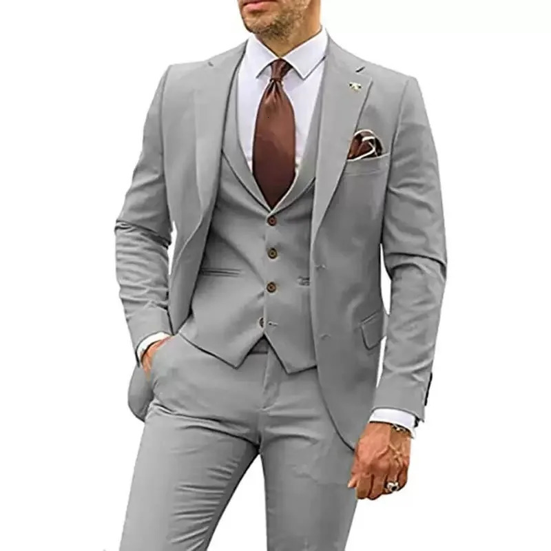 Elegant Full set Wedding Suit for Men 3 PieceJacketPantsVestFormal Groom Tuxedos for Prom Party Male Suits Casual Mens Suit 251217