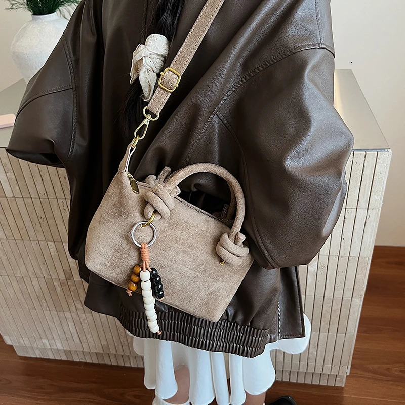 LEFTSIDE Women Small Suede Crossbody Bag Winter Retro Short Handle Shoulder Bag Handbags and Purses 251225