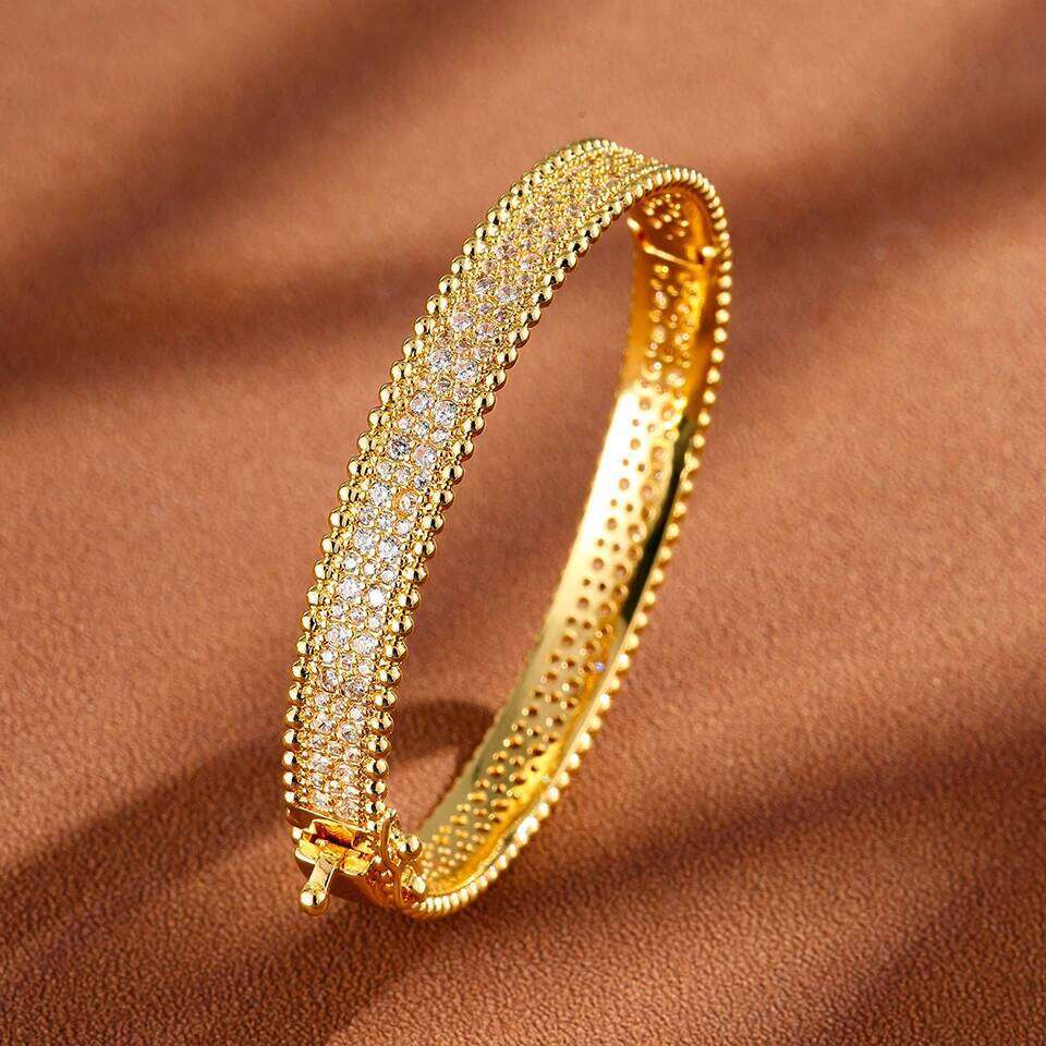 ZAKOL New Arrival Luxury Buling Micro-intact Zircon Wide Bracelet for Women Exquisite 18K Gold Plated Wedding Jewelry