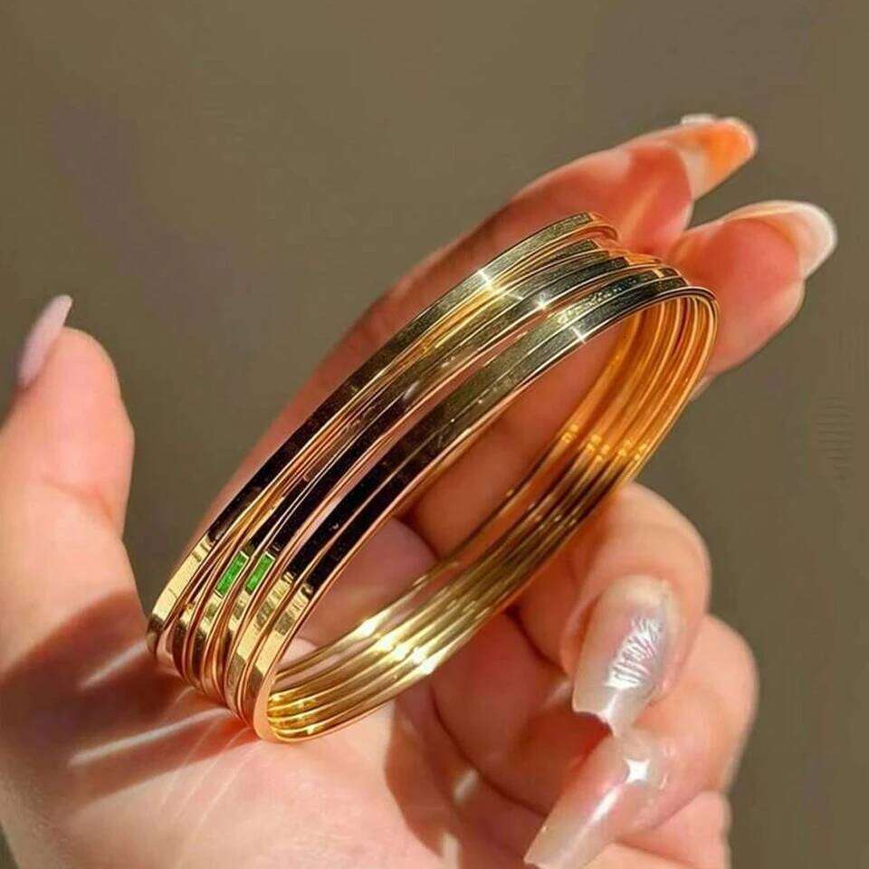 ZAKOL 2mm Width Stainless Steel Smooth Circles Bracelet for Women Minimalist Fashion Waterproof Stackable Jewelry