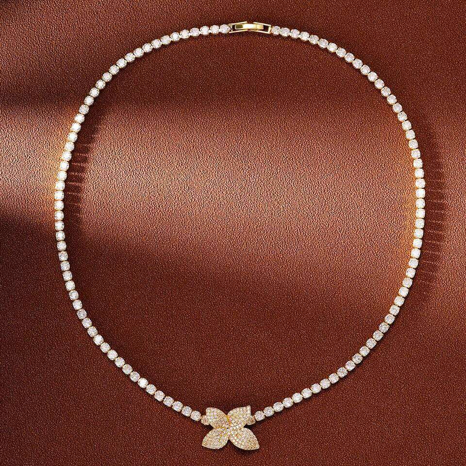 ZAKOL Exquisite Shiny Zirconia Leaf Charming Tennis Necklace for Women Dubai Bridal Unique Wedding Jewelry