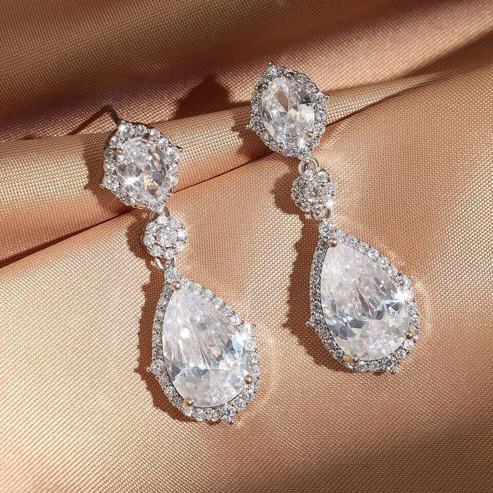 ZAKOL Elegant AAA Zirconia Water Drop Dangle Earrings for Women Clear Sparkling Crystal CZ Bridal Bridesmaid Wedding Jewelry