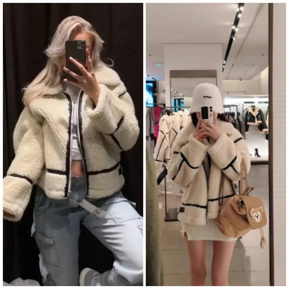 Autumn/Winter Patchwork Fluffy Jacket European/American Style Casual Lamb Wool Warm New Fashion Zipper Pocket Women's Coat