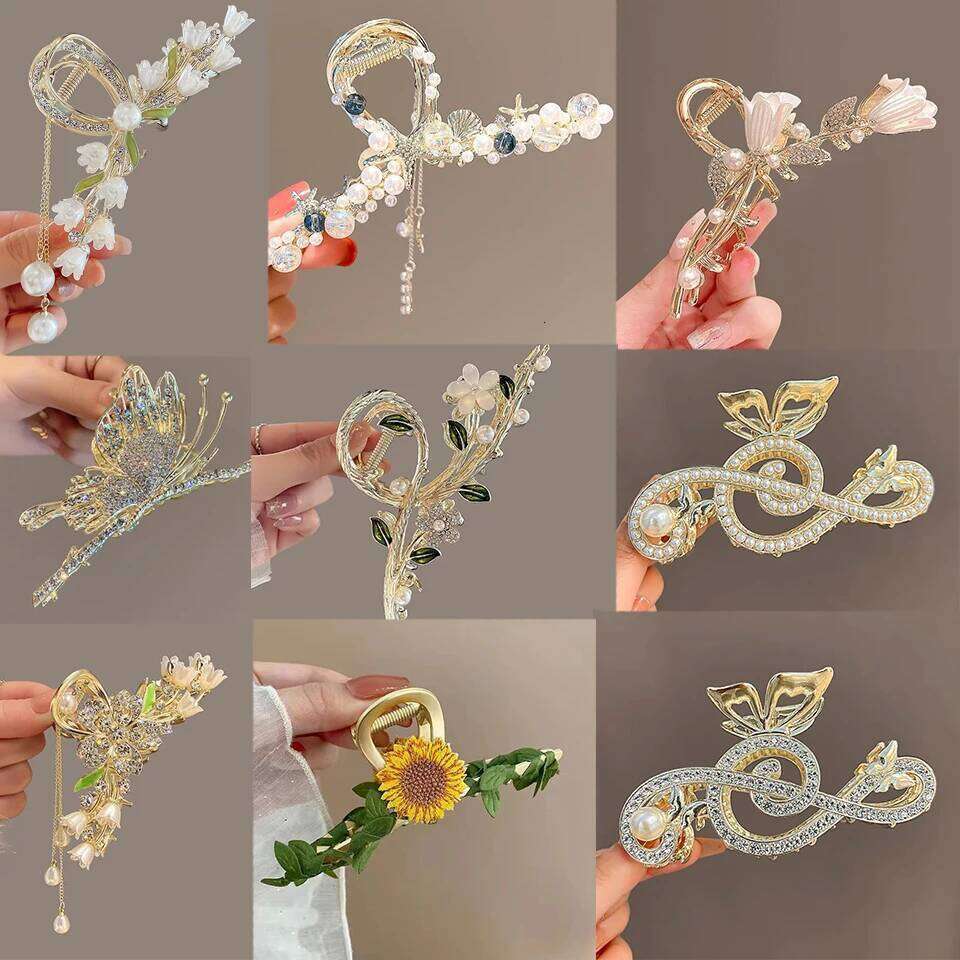 Fashion Cute Flower Alloy Hairclips For Women Adjustable Multicolour Metal Hairclip Party Everyday Jewlery