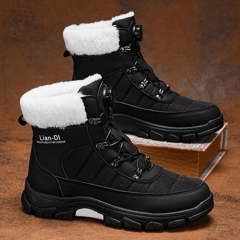Snow Boots Men Women Large Cotton Boots with Velvet Mid Top High Top Martin Boots for Warmth and Comfort