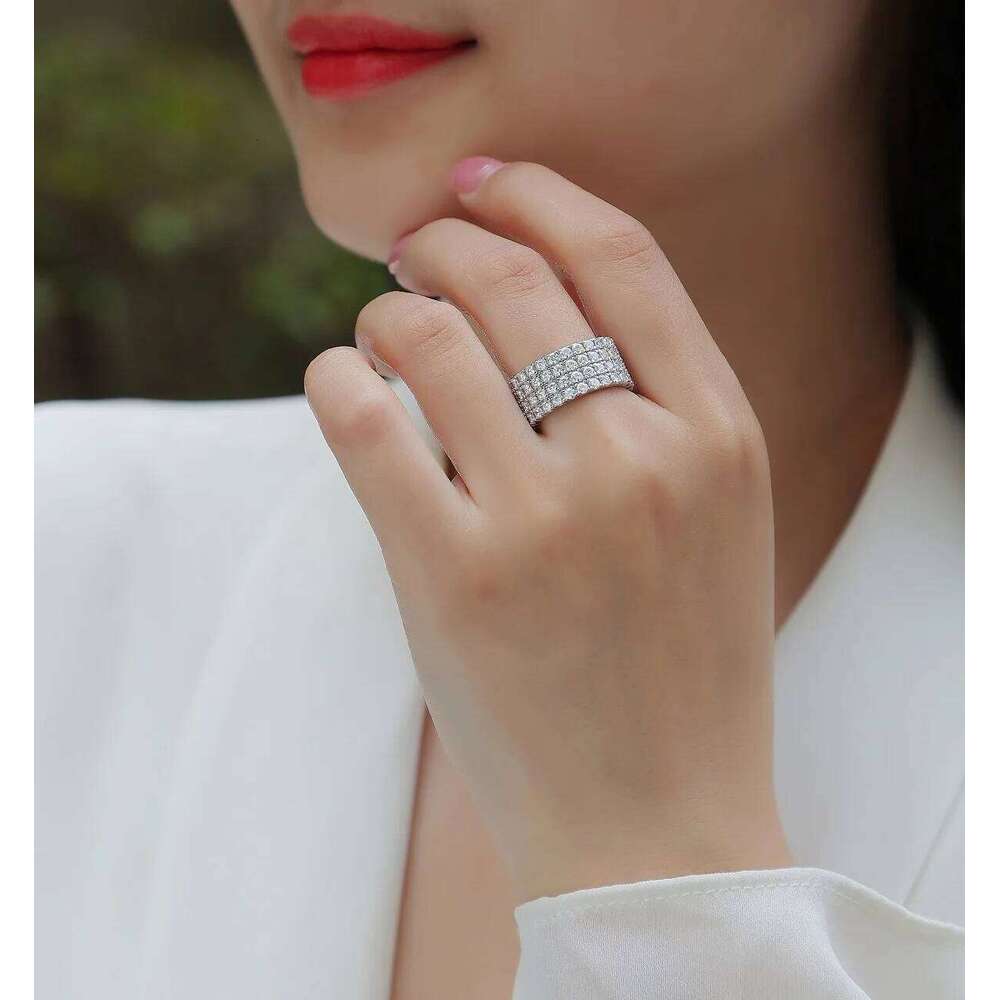 Full Eternity Ring Band 925 Sterling Silver white Round Moissanite Diamond Jewelry gift dating party db1