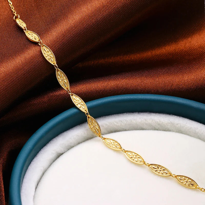 LAMOON 925 Sterling Silver Bracelet For Women Vintage Thin Bracelets Galois Leaf Relief K Gold Plated Wedding Engagement Jewelry 251223