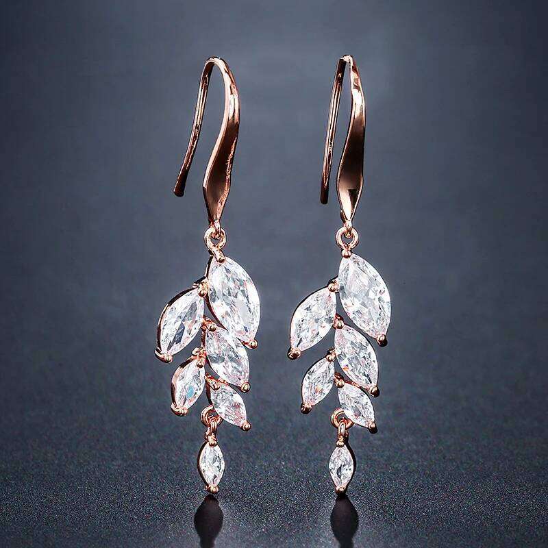 ZAKOL Classic Marquise Leaf Zircon Drop Hook Earrings Elegant Brilliant Crystal CZ Bridal Earring Wedding Jewelry Wholesale