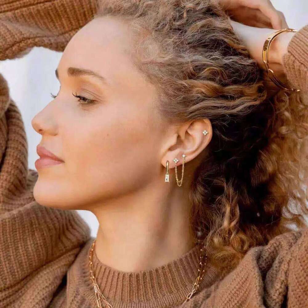 ZAKOL 3pcs Gold Color Stainless Steel Four-Leaf Flower Crystal Stud Earrings Set For Women Exquisite Piercing Jewelry Charm