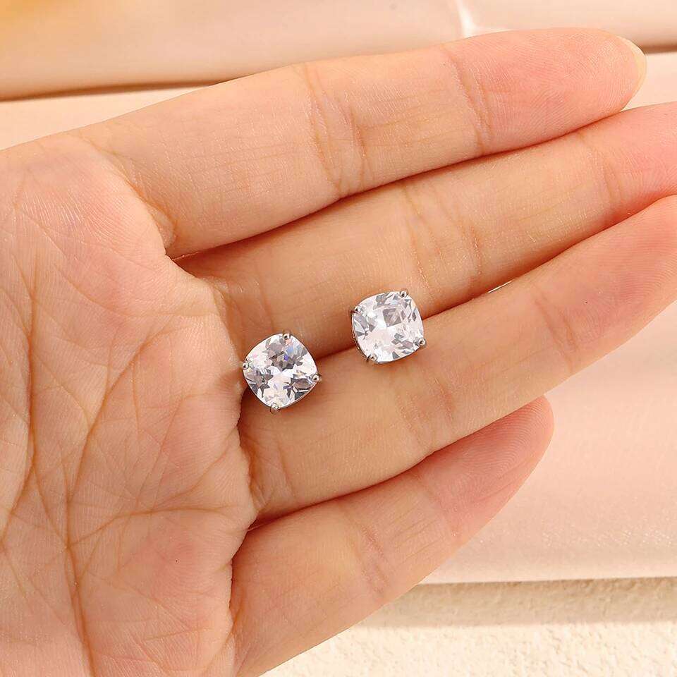 ZAKOL Luxury Square Cubic Zirconia Stud Earrings for Women Girls Shiny Zircon Wedding Accessories Versatile Lady Jewelry