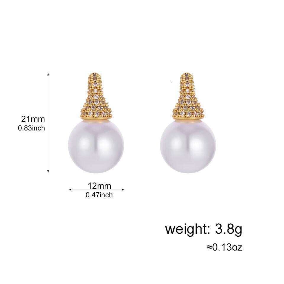 ZAKOL Cute Micro-inlaid Zircon Round Pearls Stud Earrings Simple Fashion Women's Wedding Party Jewelry Wholesale