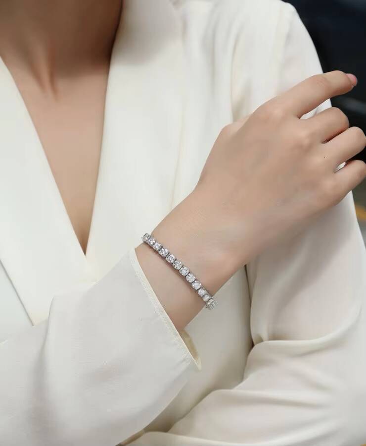 5mm Moissanite Tennis Bracelet S925 Sterling Silver Hypoallergenic Sparkling Gift GRA Certificate