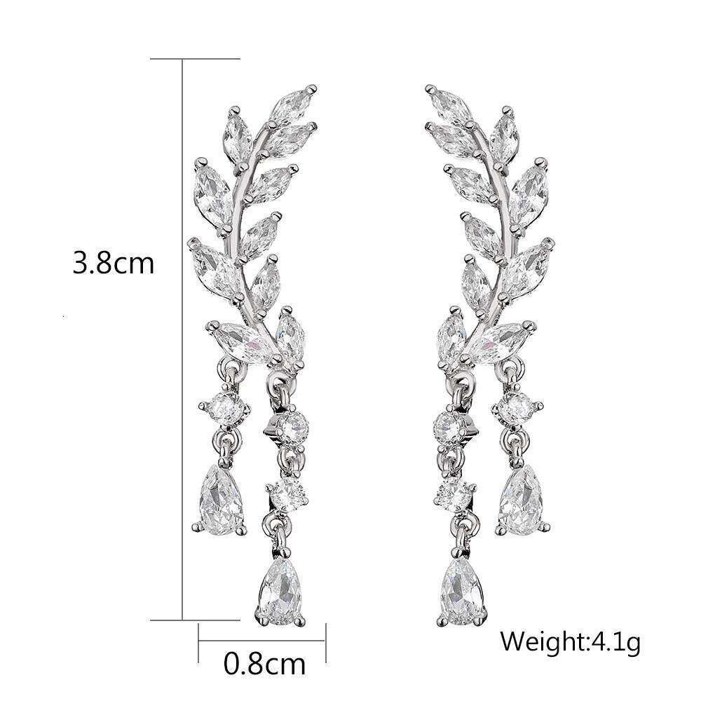 ZAKOL AAA CZ Crystal Zirconia Leaf Long Tassel Drop Earrings for Women Girl Fashion Wing Wedding Party Jewelry