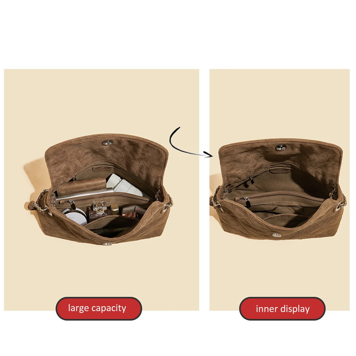 Large Capacity Womens Shoulder Bag Autumn Winter Retro Ladies Handbag Messenger Purse Commuting Bucket Bag 251225