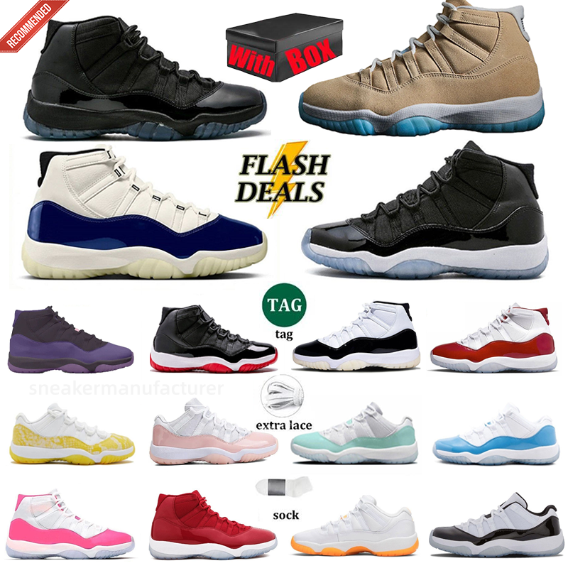 Designer Shoes 11s Men Women Basketball Shoes 11 2025 New Gamma Blue H-Town Rare Air Space Pure White Cherry Red University Blue Bred Black Mens And Womens Sneaker 36-47