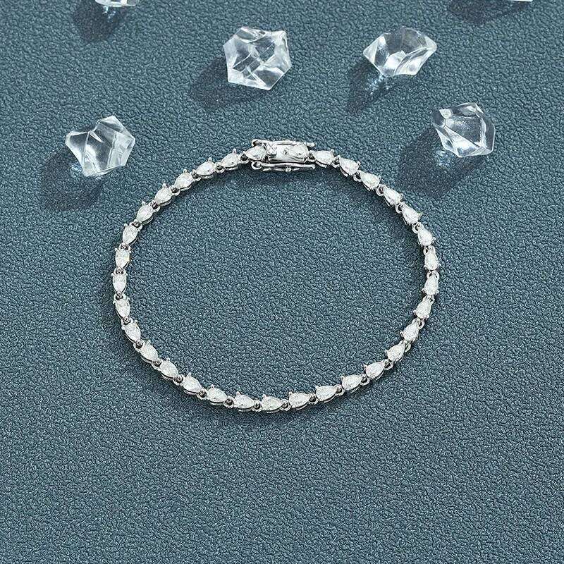 Jewelry VVS Sterling Silver 925 Fashion Moissanite Tennis Chain Bracelet and Necklace For Women 90f