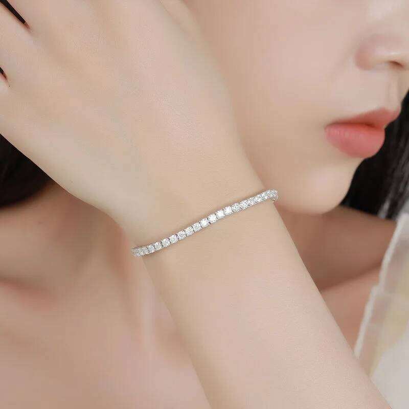 2/2.5/3/4/5mm Moissanite Tennis 925 Sterling Silver Plated White Gold Bracelet for Women Man Sparkling Party Jewelry 5ce