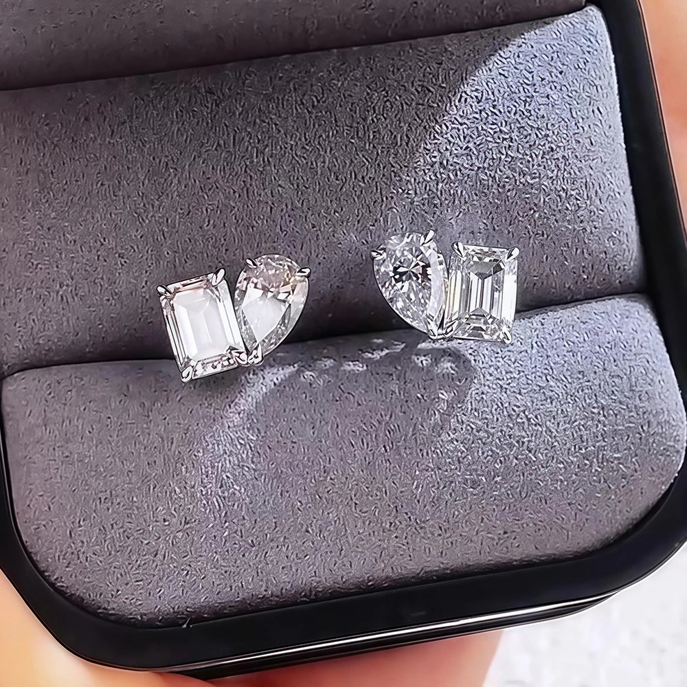 4cttw Radiant/Emerald Pear Cut Stud Earrings for Women S925 Silver with Certificate 2-Diamond Earrings Fine Jewelry 251224 - view 6