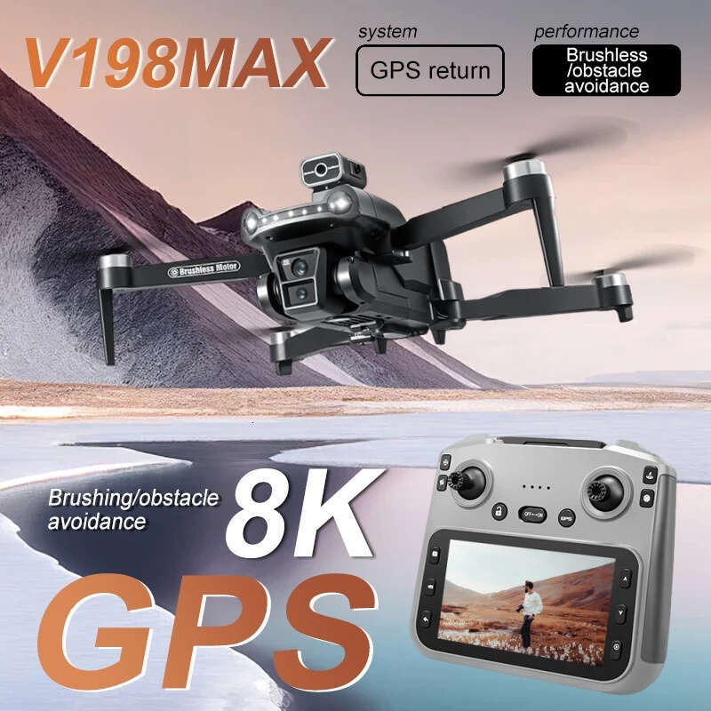 V198max Drone 8K Profesional FPV Brushless Laser Obstacle Avoidance Aerial Optical Foldable Quadcopter Mini 4K Dron SANNAING