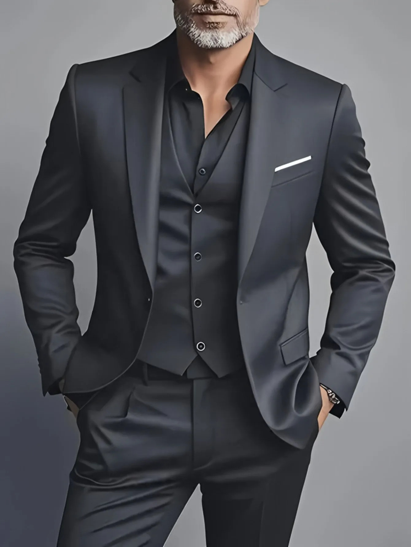Elegant Mens Suit Sets- Slim Fit Tuxedo Set for Weddings Formal Occasions Black Suit 251217