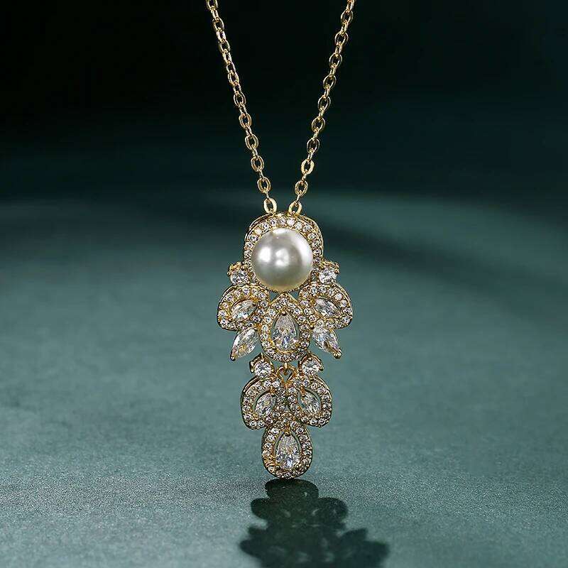 ZAKOL Elegant Shiny Leaf Zircon Dangle Earrings for Women Bridal Ear Accessories Luxury Wedding Party Jewelry Gifts