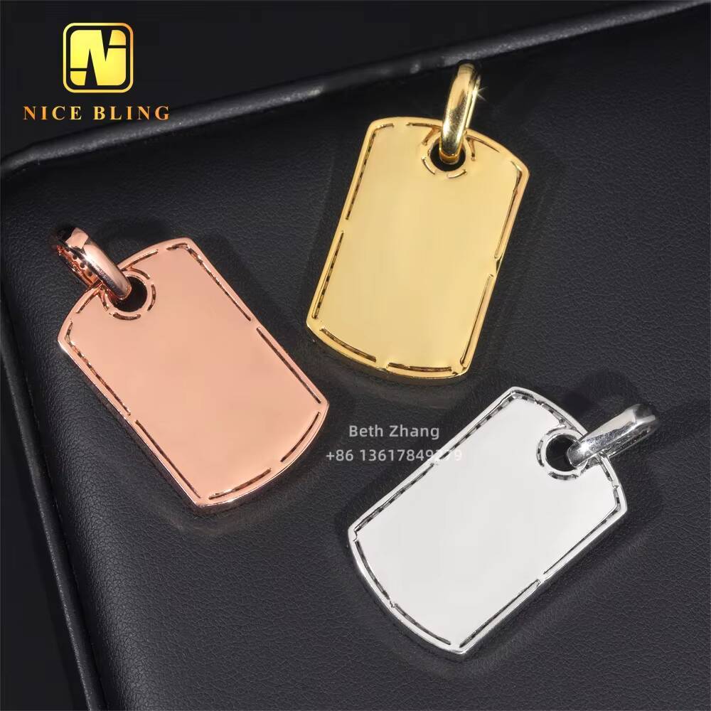 RTS Iced Out Jewelry 18K Gold Plated S925 Pendant 5a Moissanite Diamond Hip Hop Dog Tag Pendant for Men Women