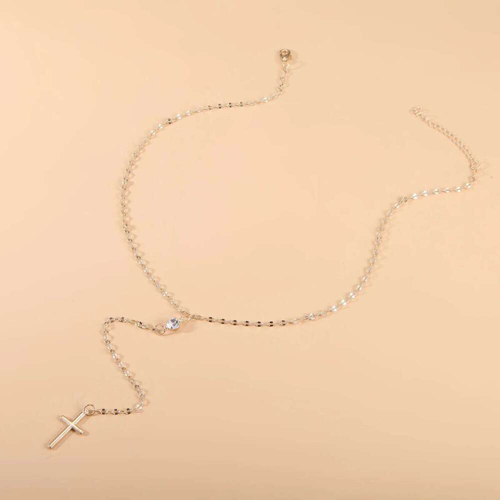 Fashion Personalized Cross Long Pendant Necklaces for Women Girls Gold Color Charm Choker Chain Necklace Party Jewelry