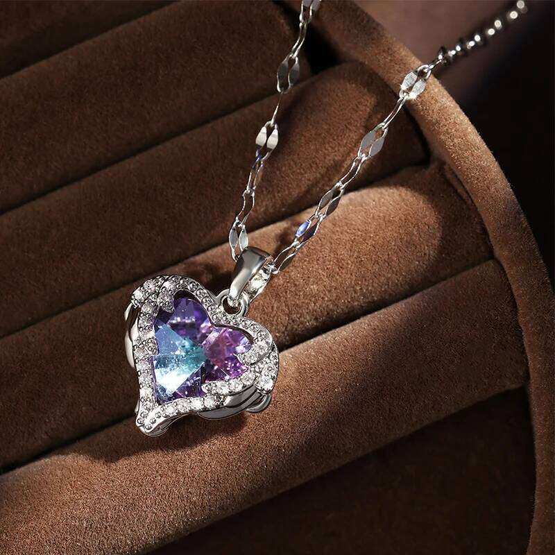 Trendy Heart OF Ocean Stainless Steel Cubic Zirconia Necklaces For Women Men Gold Color Metal Crystal Party Everyday Jewelry