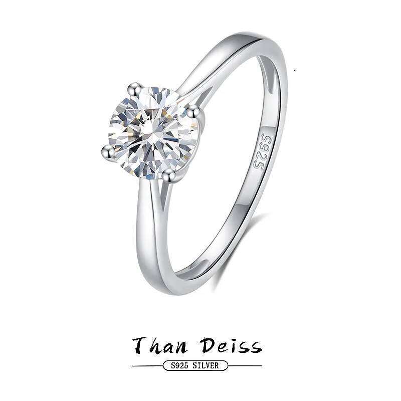 1ct 6.5mm D Color Moissanite Engagement Ring for Women 925 Sterling Silver Gold Plated Solitaire Rings Wholesale 7c4