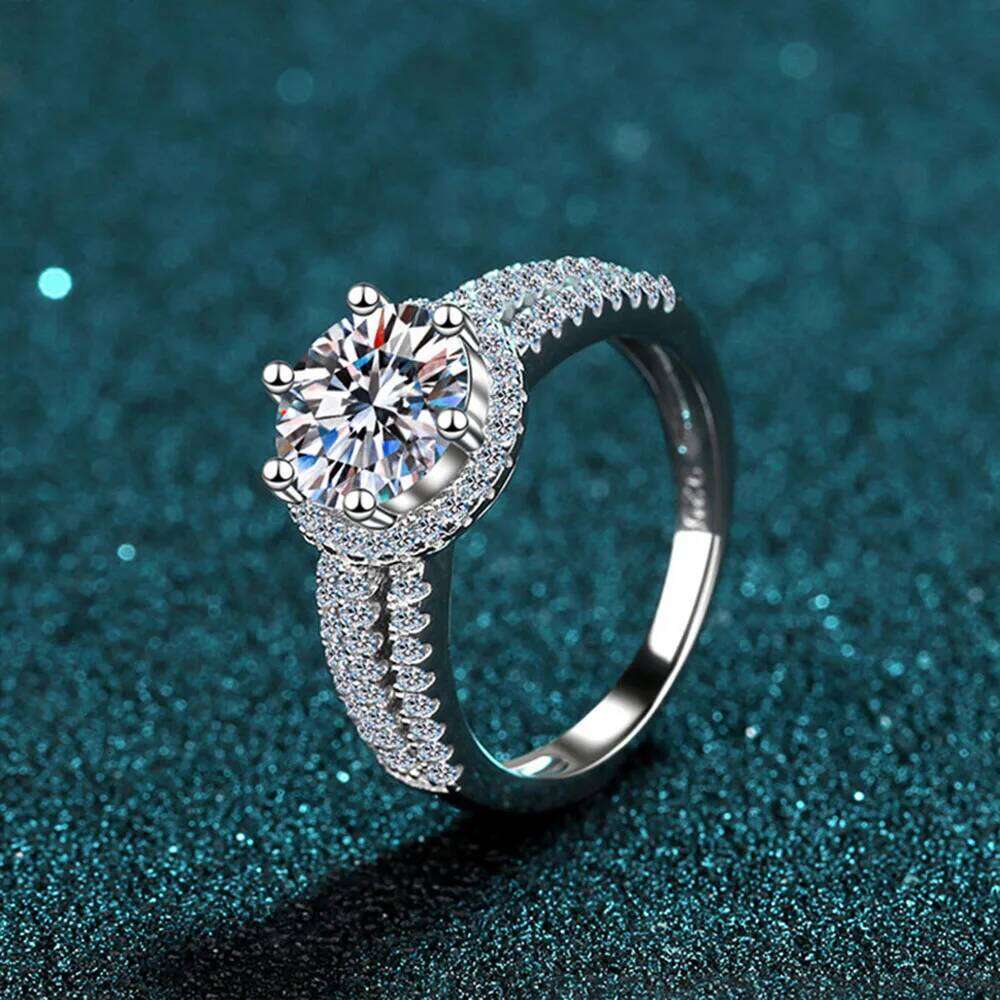 2ct D Color Moissanite Engagement Ring for Women 925 Sterling Silver Gold Plated Solitaire Rings Wholesale 033