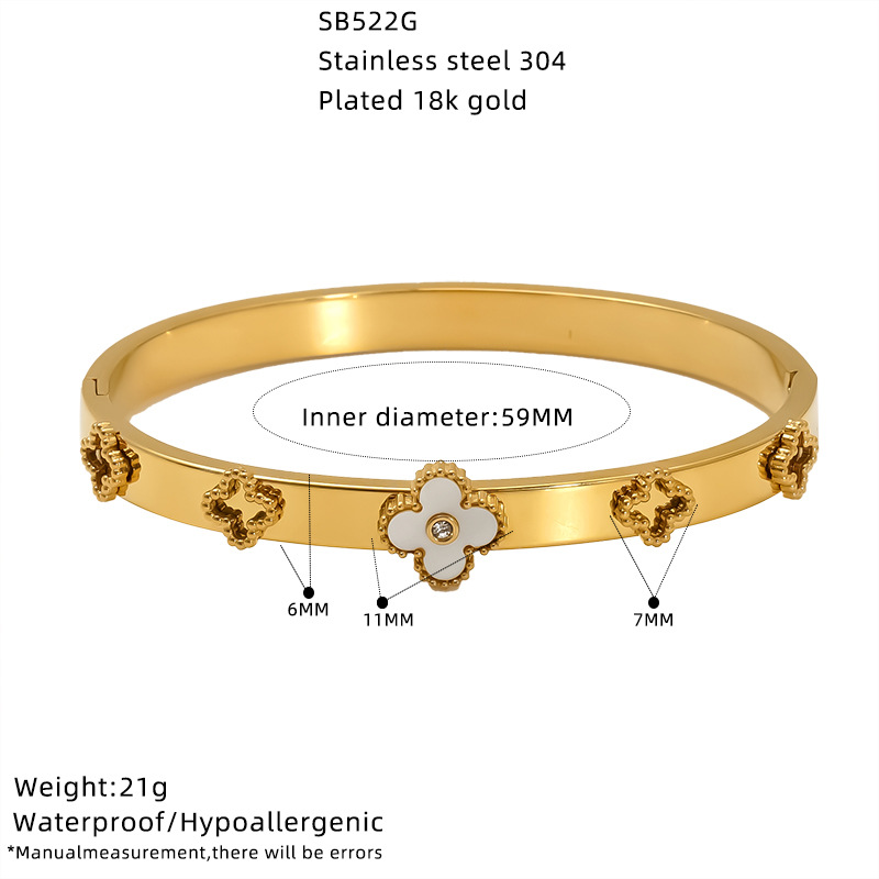 2026 New Gold Tone Bracelet Four-Leaf Clover Bangle High-End Luxury Jewelry For Women Bracelet Moissanite Chain Flower Heart Buckle Bracelet Party Gif
