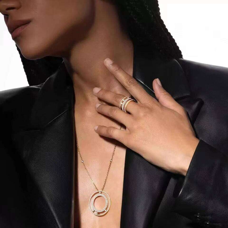 ZAKOL New Buling Two Hollow Circles Zircon Pendant Necklace Earrings for Women Elegant Party Weddding Jewelry Set