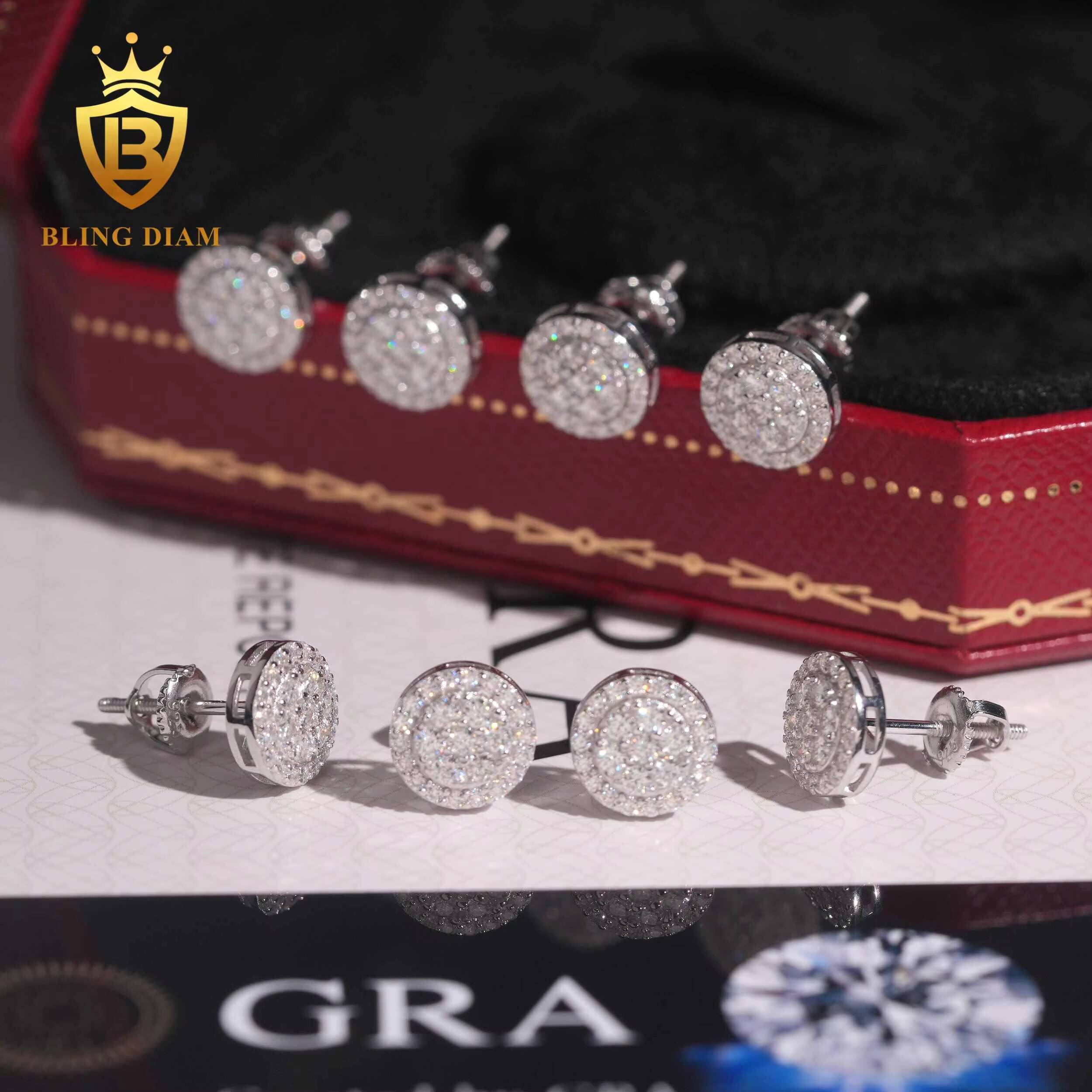Wholesale Price 925 Sterling Silver Vvs Moissanite Earrings Stud Gra Certified for Trendy Fine Jewelry Men Women