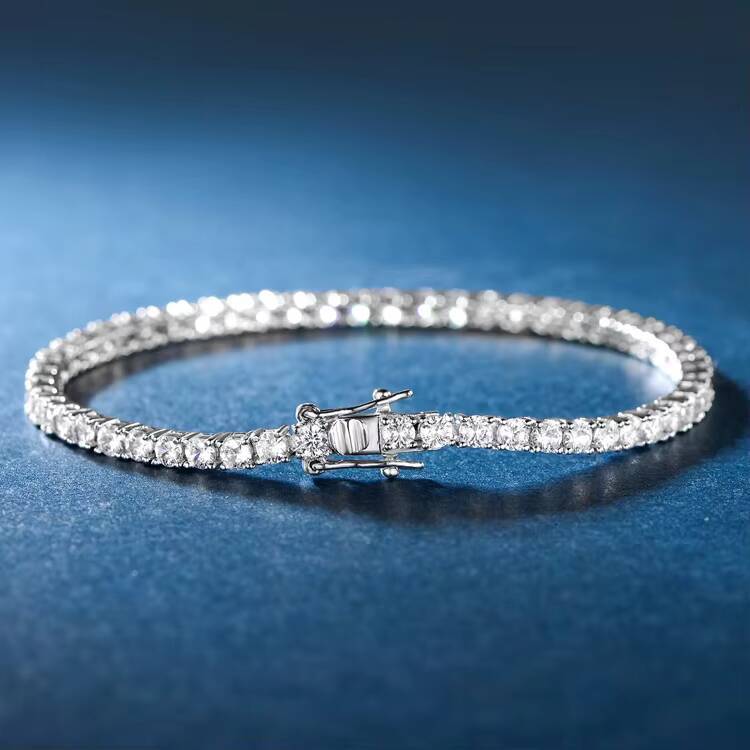 IGI Lab Grown Diamond Unisex Womens Mens Rhodium Plated Sterling Jewelry Silver Cubic Zirconia Pure 925 Silver Bracelet